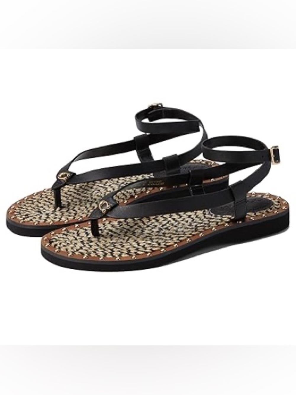 Coach Gracey Leather Sandal Black
